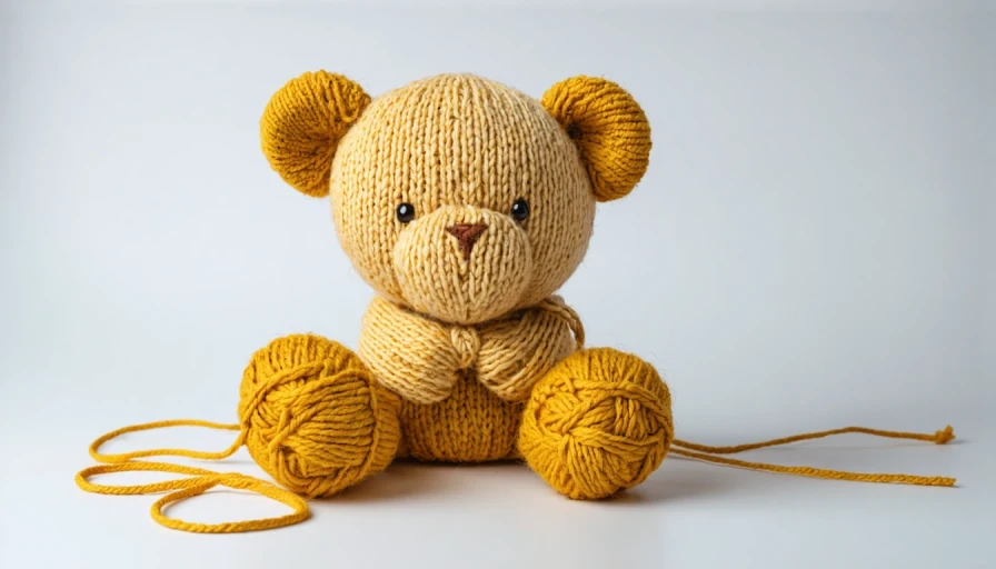 photo of knitting a stuffed animal toy