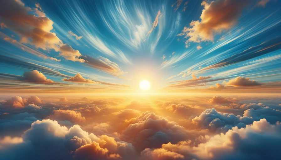 sky with sun in top corner of image