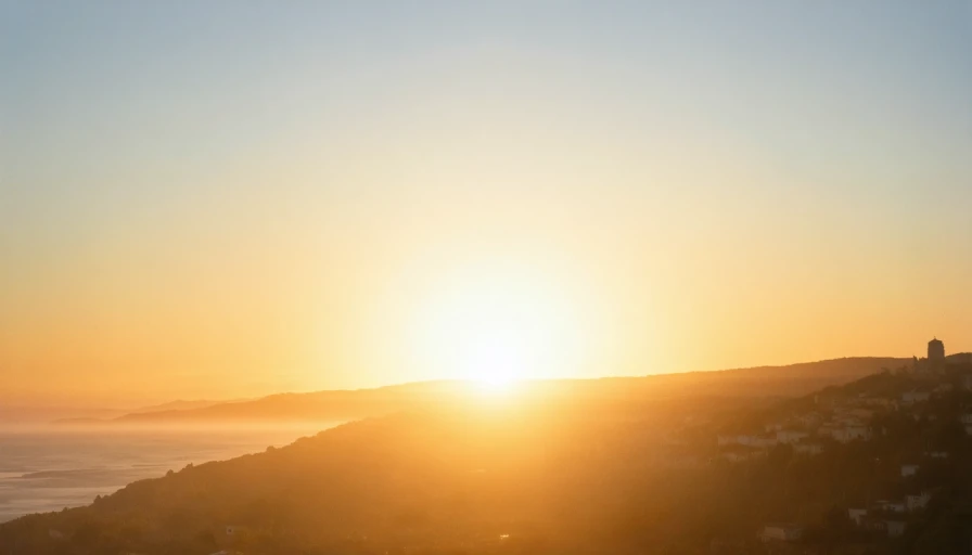 sunrise with sun in top corner of image