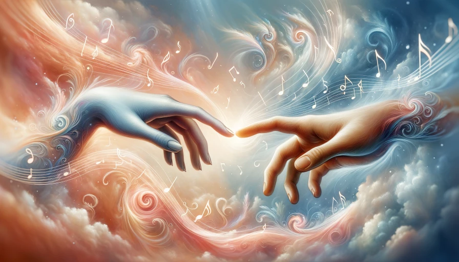 holding hands with music notes