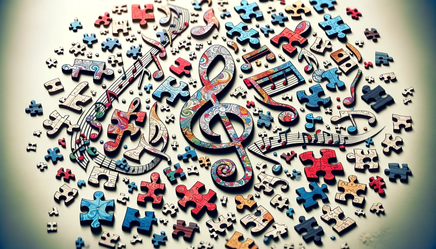 music notes and puzzle pieces
