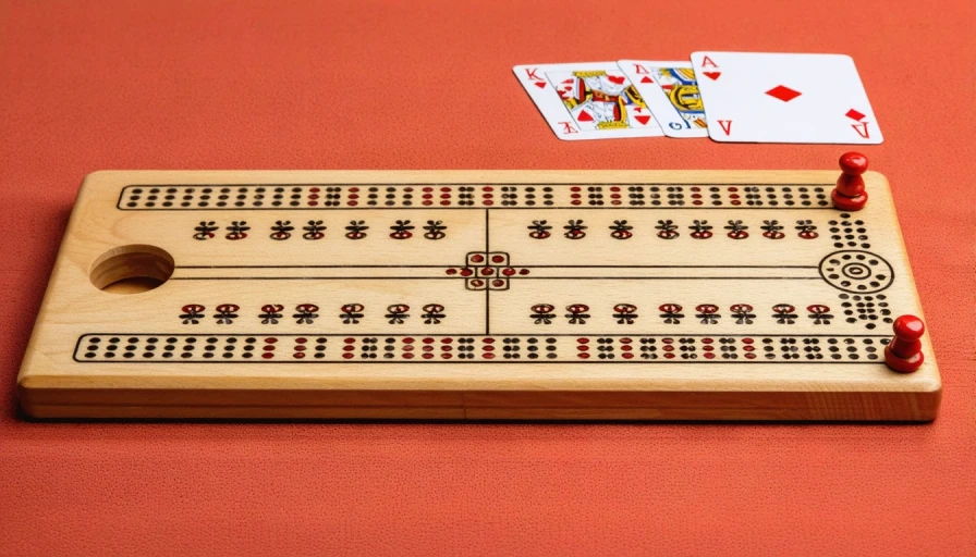 cribbage board with pegs